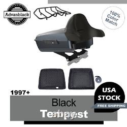 Wrap-Around Backrest Black Tempest Chopped Tour Pack F/ 97-20 Harley Touring
